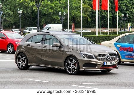 Berlin, Germany - September 10, 2013: Compact Hatchback Mercedes-benz A-class (w176) In The City Str
