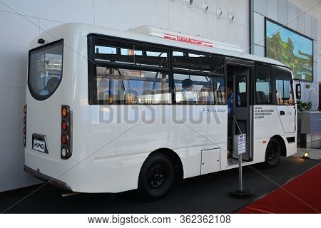 Pasay, Ph - July 26 - Hino Eco Public Utility Vehicle At Philauto Show On July 26, 2019 In Pasay, Ph