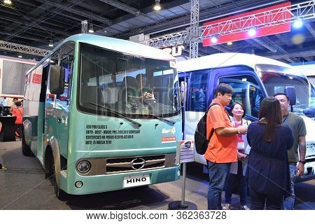 Pasay, Ph - July 26 - Hino Eco Public Utility Vehicle At Philauto Show On July 26, 2019 In Pasay, Ph