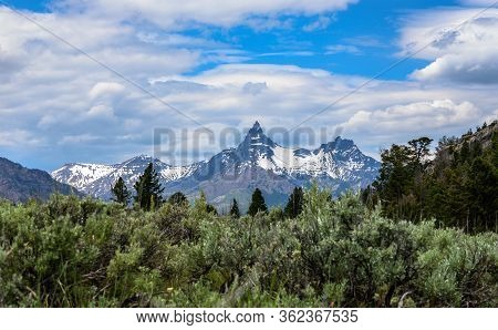 Beartooth Mountain Looms Over Wyoming Wilderness On Summer Day