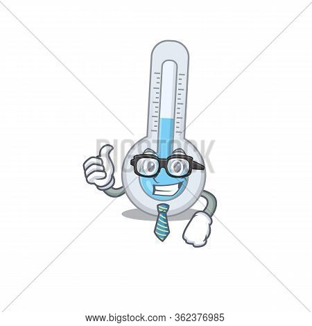 An Elegant Cold Thermometer Businessman Mascot Design Wearing Glasses And Tie