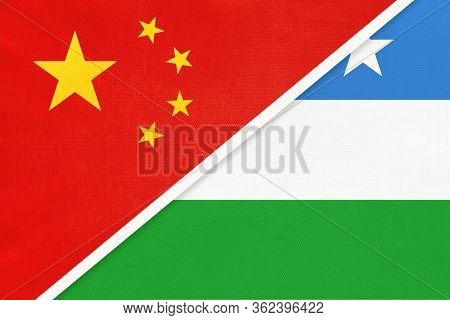 China Or Prc Vs Puntland State Of Somalia National Flag From Textile. Relationship Between Asian And