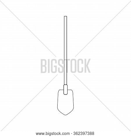 Vector silhouette of a shovel for a garden on a white background. For agriculture and caring for plants and vegetables. Flat design illustration of objects without fill. Vector and stock illustration.