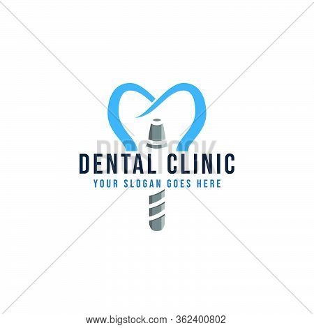 Dental Implant, Stirrup Teeth Logo Ideas. Inspiration Logo Design. Template Vector Illustration. Iso