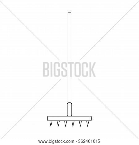 Vector Silhouette Rake For The Garden On A White Background. For Agriculture And Caring For Plants A