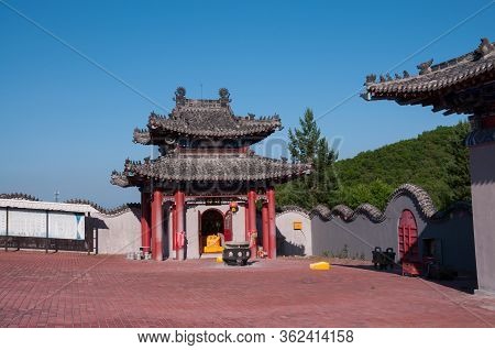 China, Heihe, July 2019: Taoist Temple Outside The City In Heihe In The Summer