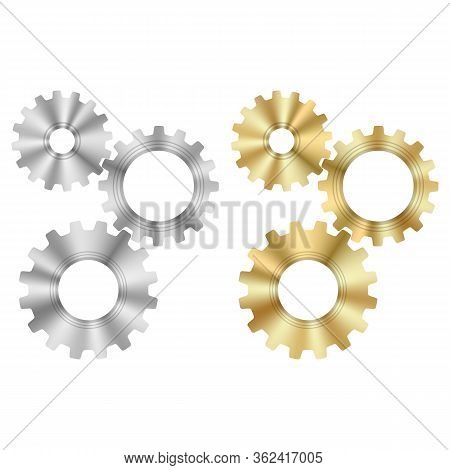 Techno Background With Geometric Gear Wheels Icon. Machinery Logo. Modern Mechanism Cog Concept. Tec
