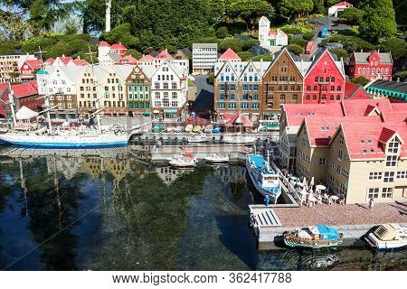 Billund, Denmark - 25 April 2014: Legoland Billund Resort. Famous Amusement Park And Hotel