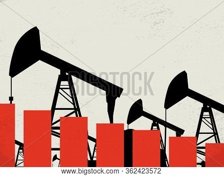 Oil Price Crash In Crude Market In America Vector Concept. Job Losses, Bankruptcy In Industry.