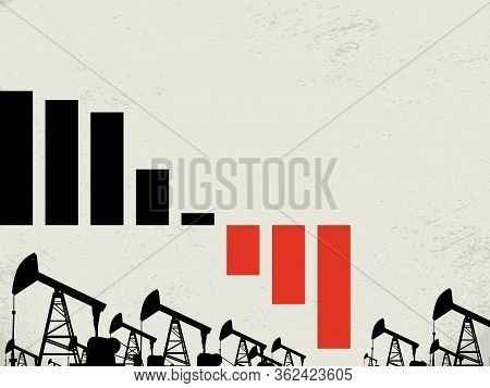 Oil Price Crash In Crude Market In America Vector Concept. Job Losses, Bankruptcy In Industry.