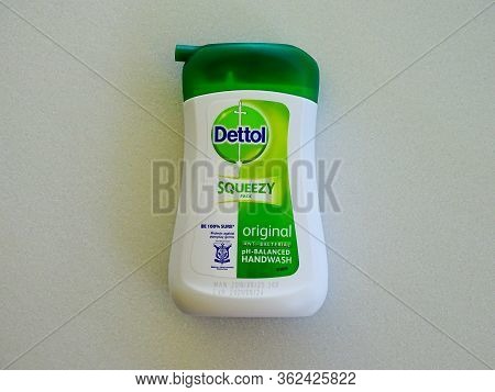 Labuan,malaysia-apr 21,2020:close Up Of Dettol Squeezy Liquid Hand Wash Product In Labuan,malaysia.i