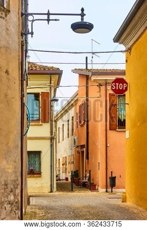 Old street in San Giovanni in Marignano, Italy - Italian cityscape