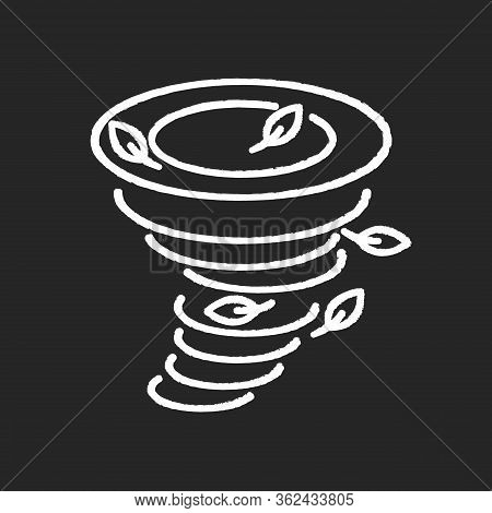 Tornado Chalk White Icon On Black Background. Natural Disaster, Dangerous Phenomenon. Extreme Weathe