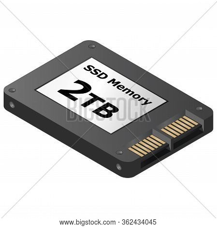 Ssd. Isometric New Black Solid State Drive Black.