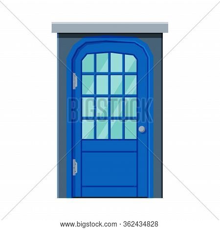 Blue Door In Vintage Style, Architactural Design Element Vector Illustration