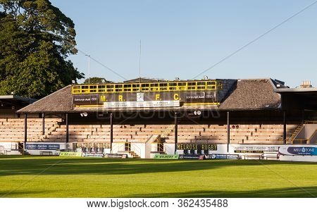 Melrose, Scotland - June 17:  The View Across The Pitch Of Melrose Rugby Union Club In Melrose, Scot