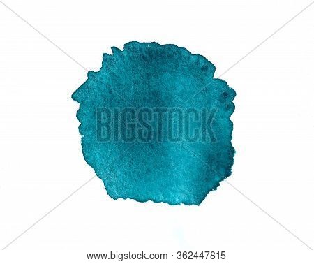 Watercolor Blue Single Spot. Watercolor Blue Spot Texture Background.