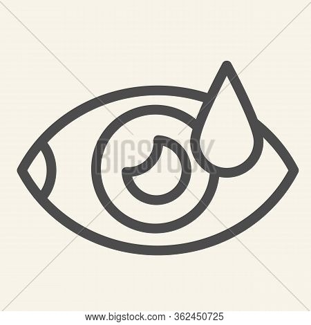 Eye With Water Drop Line Icon. Human Vision Outline Style Pictogram On White Background. Drip Into T