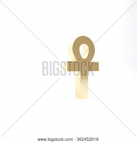Gold Cross Ankh Icon Isolated On White Background. 3d Illustration 3d Render