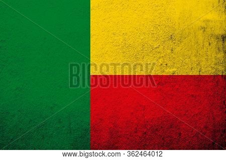 Republic Of Benin National Flag. Grunge Background