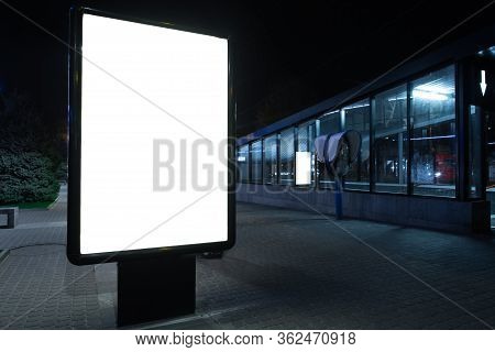 Blank Citylight For Advertising At The City Around, Copyspace For Your Text, Image, Design. Media Ma