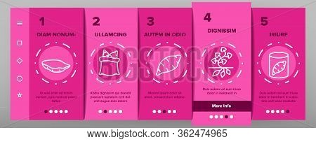 Sweet Potato Batata Onboarding Icons Set Vector. Fried And Boiled Sweet Potato, Sliced And Fresh Veg