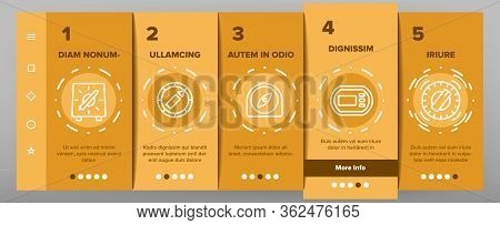 Kitchen Timer Tool Onboarding Icons Set Vector. Electronic And Mechanical Timer For Measurement And 