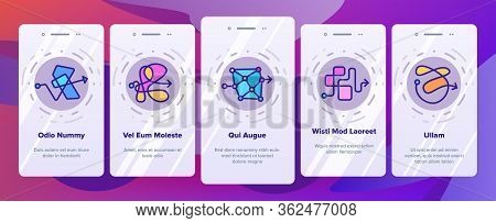 Chaos Arrow Movement Onboarding Icons Set Vector. Confused Complicated Way As Chaos Or Problem, Chao