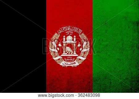 Islamic Republic Of Afghanistan National Flag. Grunge Background