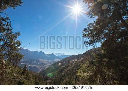 Church In Renon Ritten Bolzano Alps Italy, Sunny Day