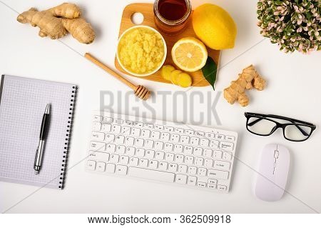 .natural Medicine. The Workspace Of A Blogger Medic. Immunostimulating Products: Lemon, Honey, Ginge