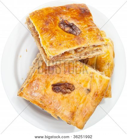 ウォルナット板の Pakhlava 甘いデザート