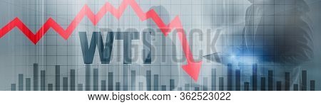 Fall In The Price Of A Barrel Of Wti Crude Oil 2020. Red Down Arrow
