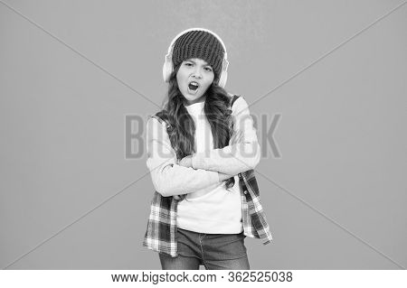 Cool And Stylish. Self Education Online. Small Child Long Hair Enjoy Sound. Happy Childhood. Happy H