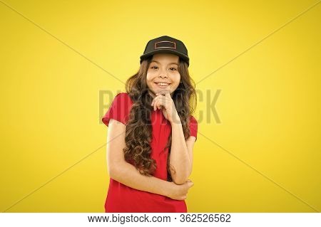Must Have Street Style Accessory Trends. Modern Fashion. Kids Fashion. Girl Cute Child Wear Cap Or S