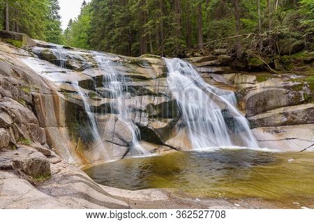 View Of Mumlava Waterfall Near Harrachov In Czech Giant Mountains