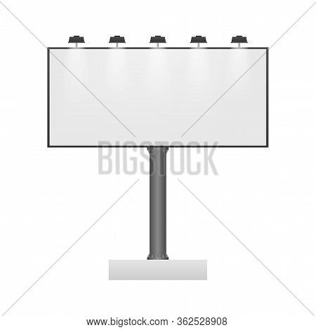 Billboard On Light Background. Empty White Vector Horizontal Poster Template. Template For Marketing