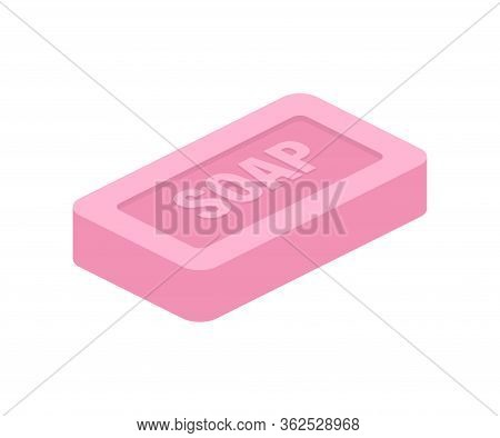 Pink Soap On Colorful Background. Vector Illustration Object. Top View. Foam Water. Flat Soap. Doodl