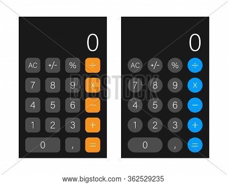 Button With Black Calculator Smartphone. Mobile App Interface. Phone Display. Mobile Phone Smartphon