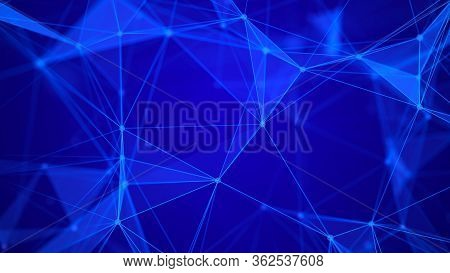 The Distribution Of Triangular Shapes In Space. Network Connection Structure. Big Data Digital Backg