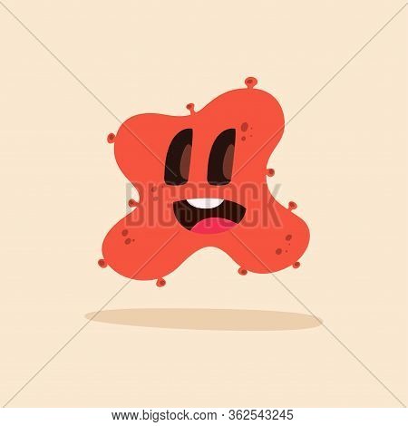 Happpy Virus Cartoon Over A Colored Background - Vector