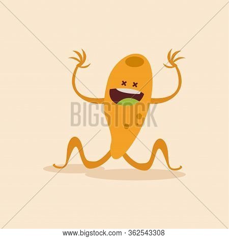 Happpy Virus Cartoon Over A Colored Background - Vector