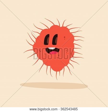 Happpy Virus Cartoon Over A Colored Background - Vector