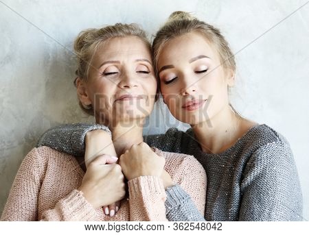 Motherhood maternity femininity concept.Tender gentle adorable sweet mom and beautiful daughter.