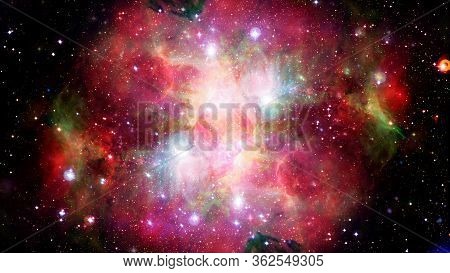 Hubble Views Galaxy And Nebula. Elements Of This Image Furnished By Nasa.