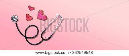 Medical Worker Appreciation Theme With Hearts And Stethoscope