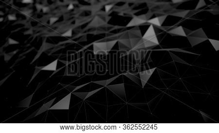Abstract Background Black Dark Low Poly Triangles . Geometric Shapes Technical Science Wallpaper , G