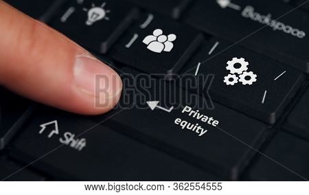 Business, Technology, Internet And Network Concept. Young Businessman Shows The Word On The Virtual 