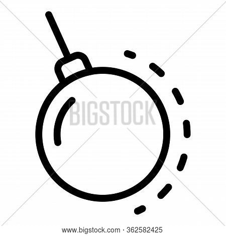Big Wrecking Ball Icon. Outline Big Wrecking Ball Vector Icon For Web Design Isolated On White Backg