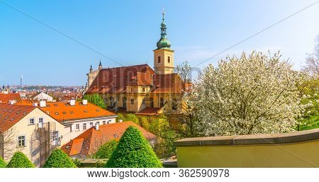 Church Of The Virgin Mary Victorious. View From Vrtbovska Baroque Garden, Prague, Czech Republic